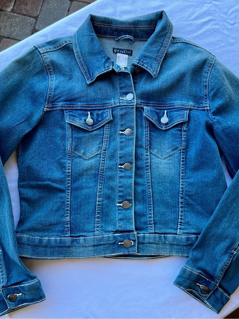 VENUS Blue Denim Jacket with Sequin Angel Wings - Picture 3 of 5